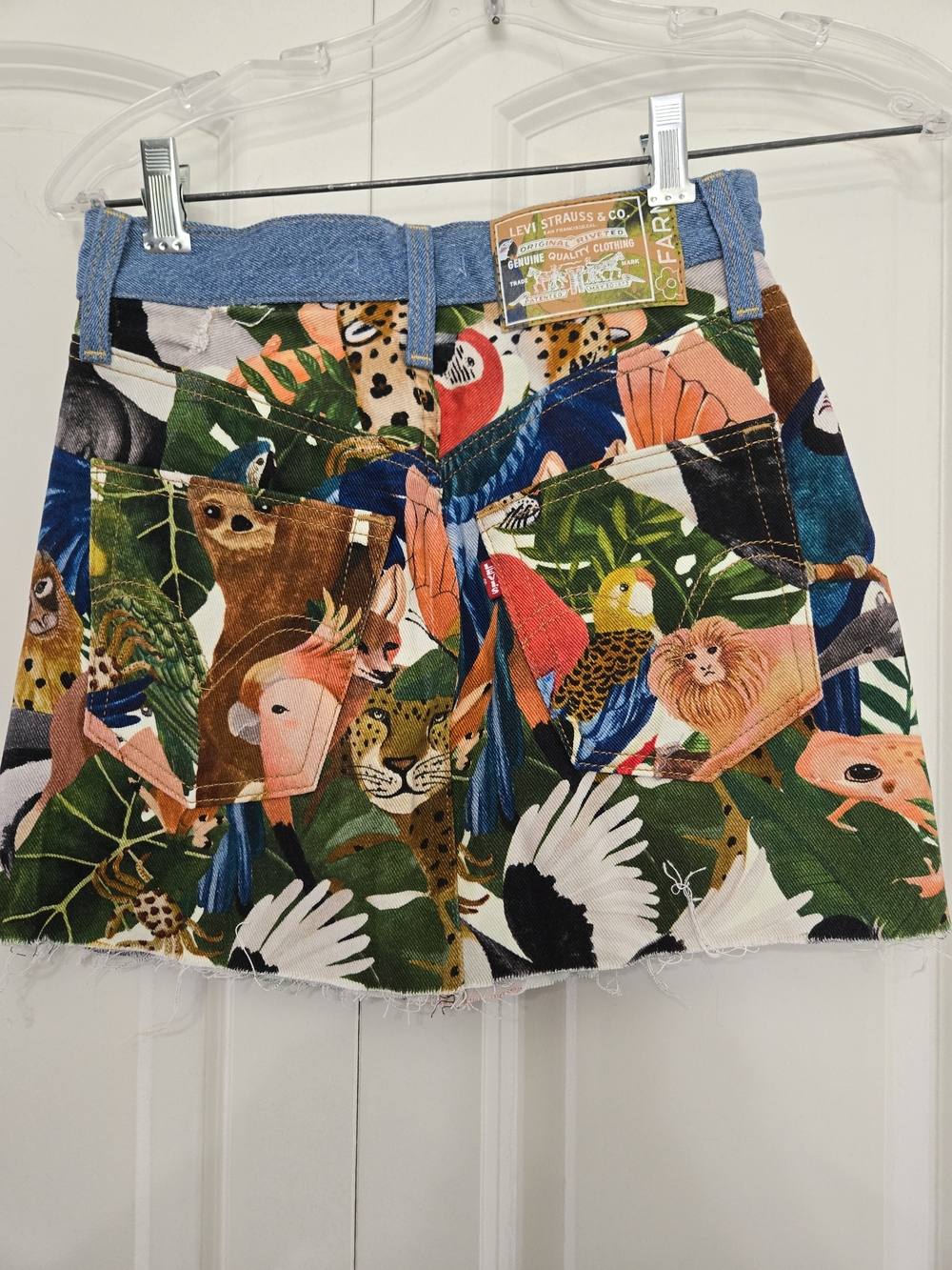 Levi's Premium Farm Multicolor Jungle Animal Print Denim Ribcage Skirt